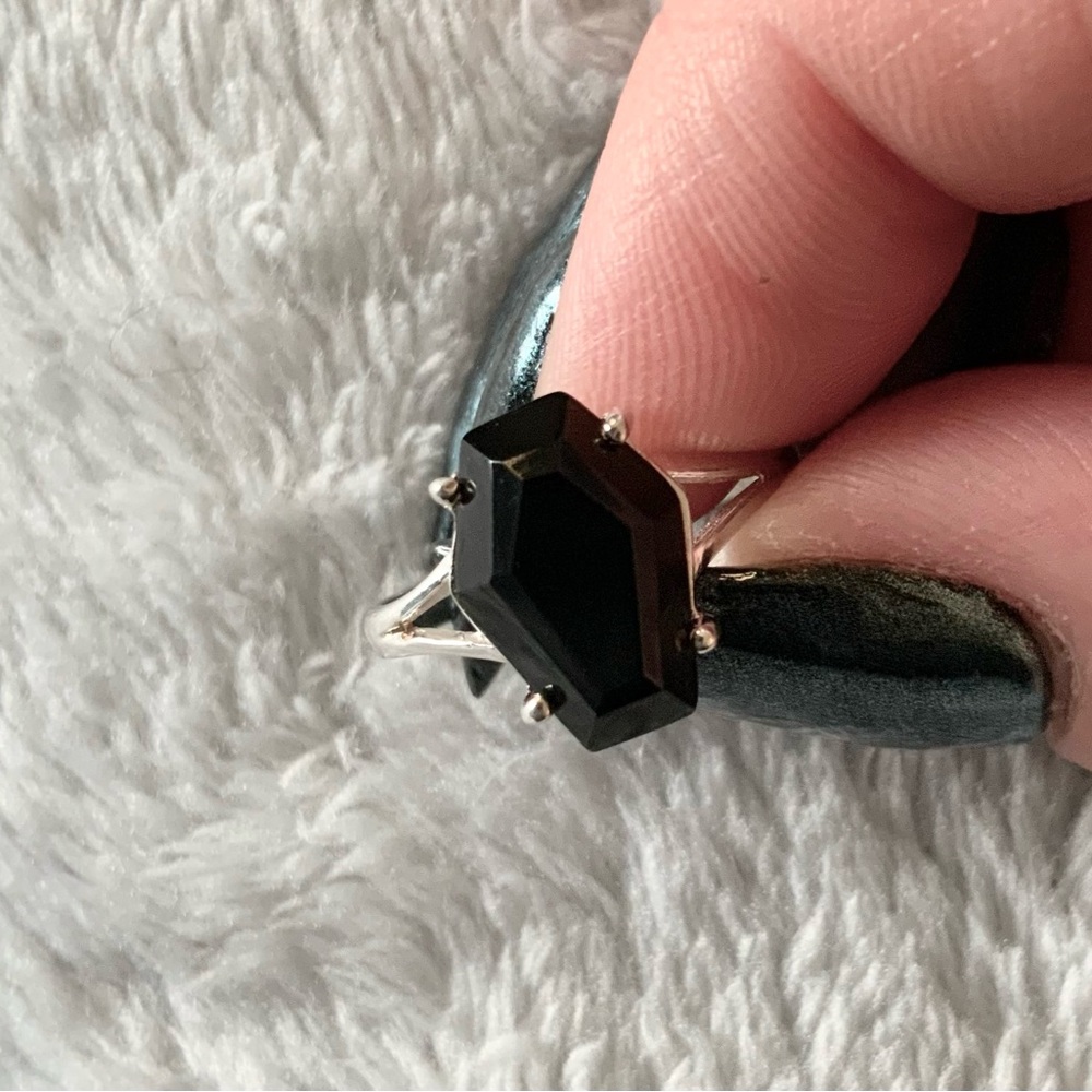 Black Sterling Silver Coffin Ring